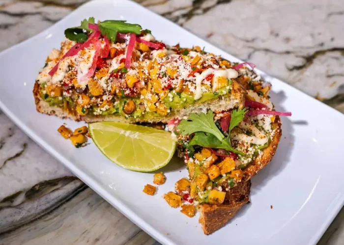 avocado-street-corn-plated-st-pete-scaled Avocado Street Corn Toast at Pour and Decor Cafe St Petersburg FL